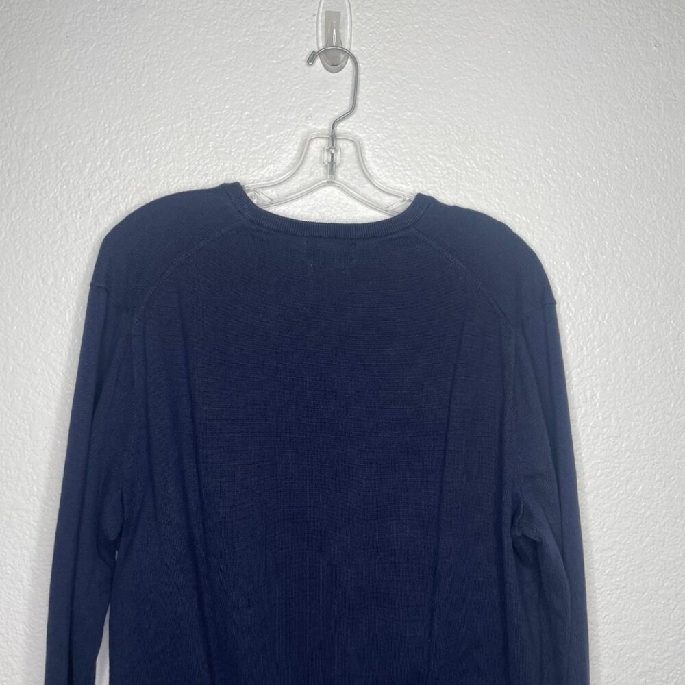 Polo Ralph Lauren Mens Sweater Size L Navy Blue Embroidered Logo V-Neck Pullover - Picture 12 of 12